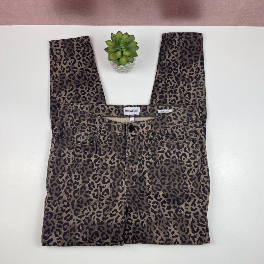 William Rast Black Brown Leopard Animal Print Perfect Skinny Denim Jeans 30